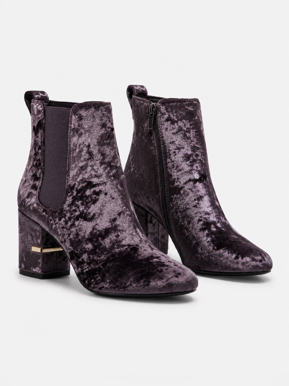 Call It Spring Purple Crushed Velvet Pointed Toe Ankle Boots Block Heel Size 6